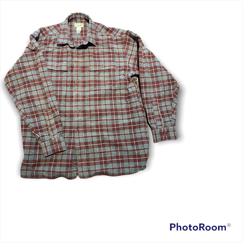 Vintage L.L. Bean Flannel Lined Cotton Chamois
 0YT60 XL
Maroon / grey